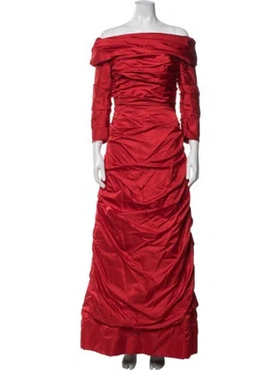 Pre-owned Catherine Regehr Off-the-shoulder Long Dress In Red