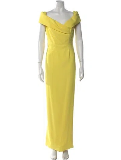 Pre-owned Catherine Regehr Off-the-shoulder Long Dress In Yellow
