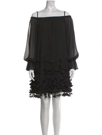 Pre-owned Catherine Regehr Off-the-shoulder Mini Dress In Black