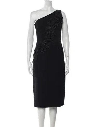 Pre-owned Catherine Regehr One-shoulder Midi Length Dress In Black