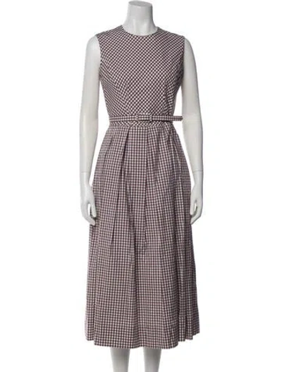 Pre-owned Catherine Regehr Plaid Print Midi Length Dress In Multicolor