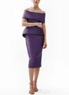 Shop Catherine Regehr Roll Collar Corset Top And Slim Skirt In Amethyst Silk Faille In Multi