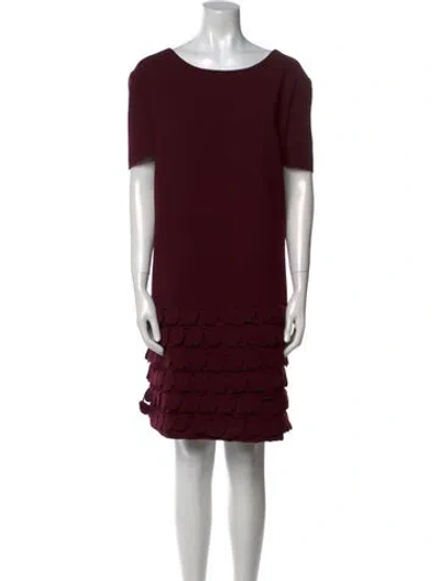 Pre-owned Catherine Regehr Scoop Neck Knee-length Dress In Burgundy