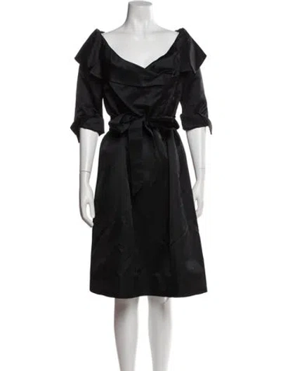 Pre-owned Catherine Regehr Silk Knee-length Dress In Black