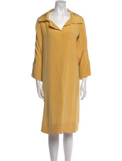 Pre-owned Catherine Regehr Silk Knee-length Dress In Yellow