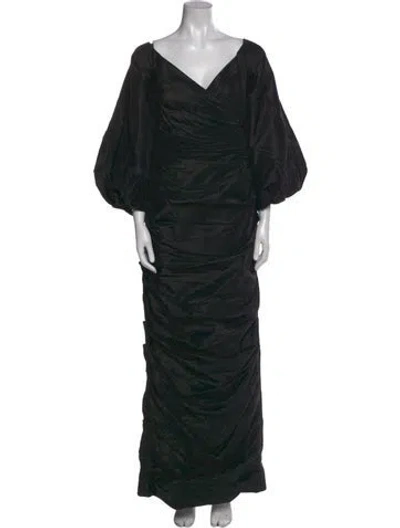 Pre-owned Catherine Regehr Silk Long Dress In Black