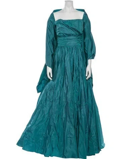 Pre-owned Catherine Regehr Silk Long Dress In Blue