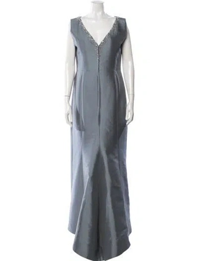 Pre-owned Catherine Regehr Silk Long Dress In Blue