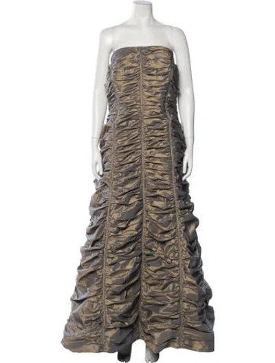 Pre-owned Catherine Regehr Silk Long Dress In Brown