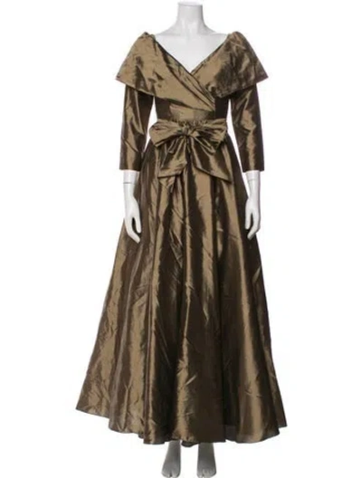 Pre-owned Catherine Regehr Silk Long Dress In Green