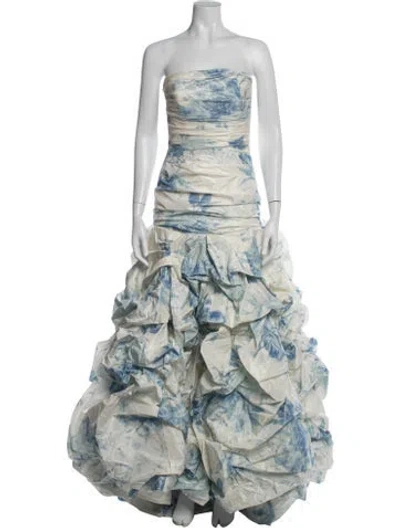 Pre-owned Catherine Regehr Silk Long Dress W/ Tags In Blue