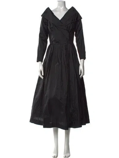 Pre-owned Catherine Regehr Silk Midi Length Dress In Black
