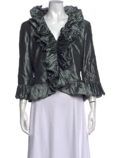 Pre-owned Catherine Regehr Silk Printed Blouse In Grey