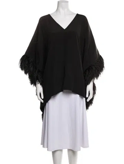 Pre-owned Catherine Regehr Silk V-neck Top W/ Tags In Black