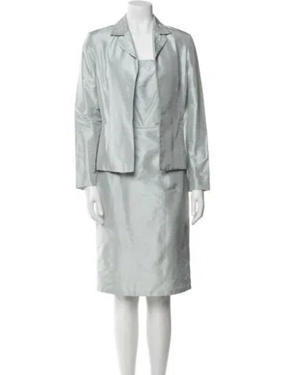 Pre-owned Catherine Regehr Vintage Silk Dress Set In Blue