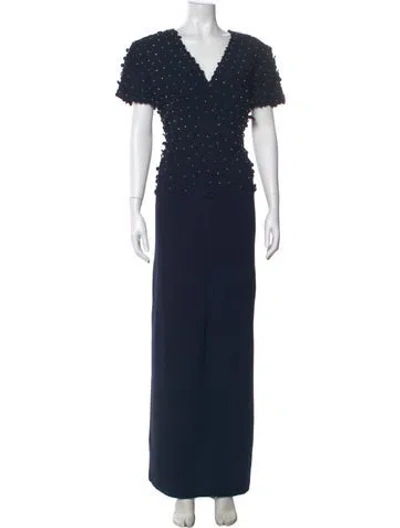 Pre-owned Catherine Regehr V-neck Long Dress In Blue