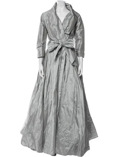 Pre-owned Catherine Regehr V-neck Long Dress In Gray