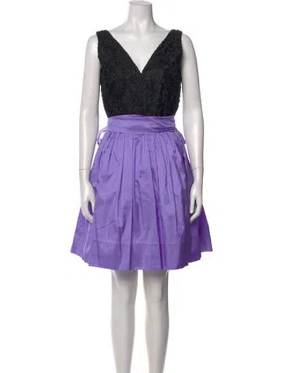 Pre-owned Catherine Regehr V-neck Mini Dress In Purple