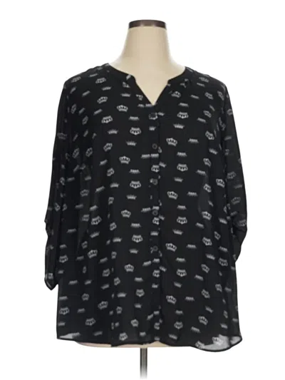 Pre-owned Catherines 3/4 Sleeve Blouse In Black
