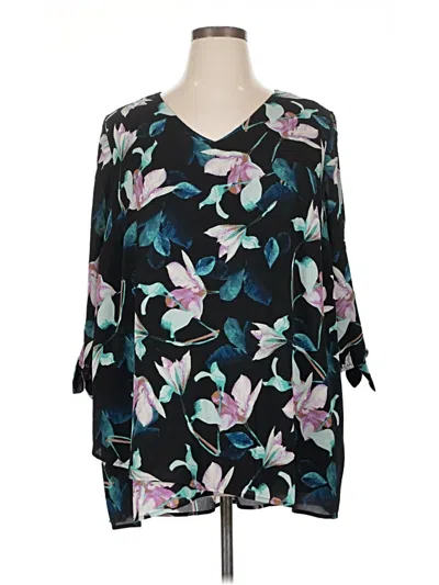 Pre-owned Catherines 3/4 Sleeve Blouse In Black