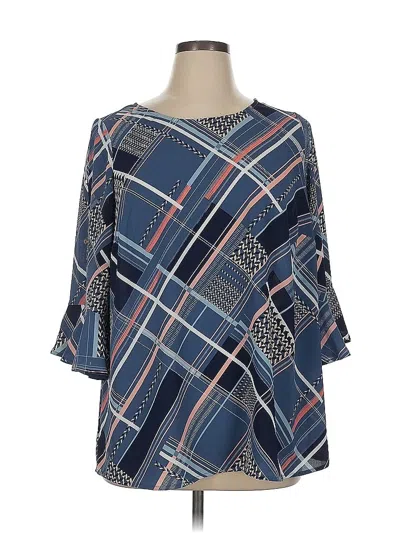 Pre-owned Catherines 3/4 Sleeve Blouse In Blue
