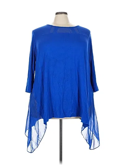 Pre-owned Catherines 3/4 Sleeve Blouse In Blue
