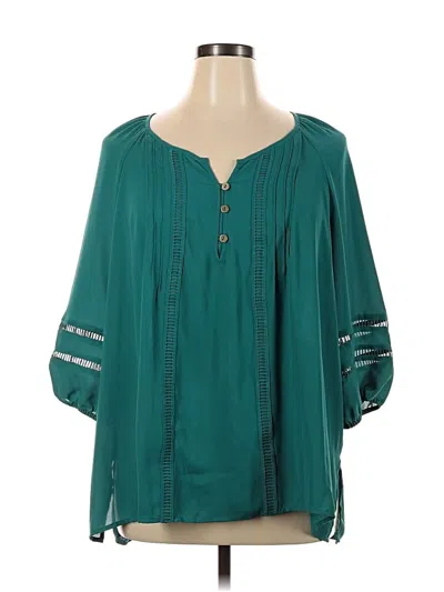 Pre-owned Catherines 3/4 Sleeve Blouse In Blue