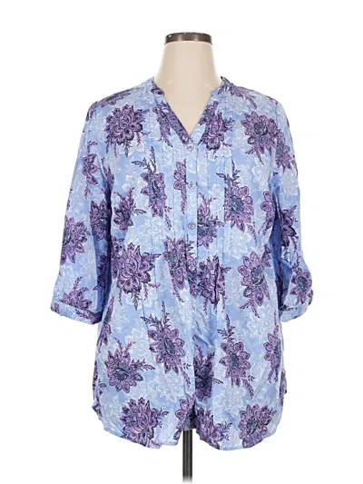 Pre-owned Catherines 3/4 Sleeve Blouse In Blue