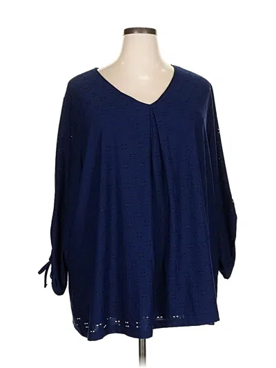 Pre-owned Catherines 3/4 Sleeve Blouse In Blue