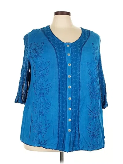 Pre-owned Catherines 3/4 Sleeve Blouse In Blue