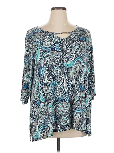 Pre-owned Catherines 3/4 Sleeve Blouse In Blue