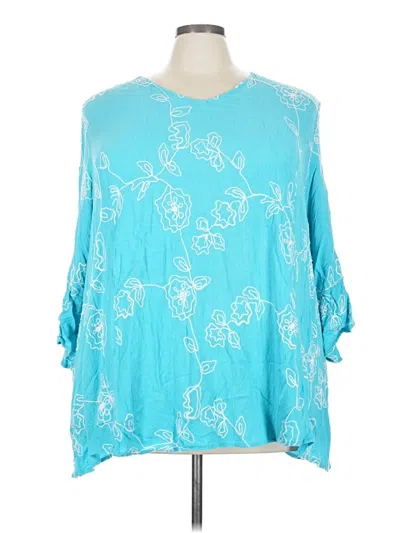 Pre-owned Catherines 3/4 Sleeve Blouse In Blue
