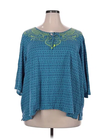 Pre-owned Catherines 3/4 Sleeve Blouse In Blue