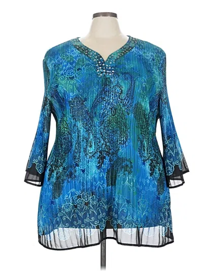 Pre-owned Catherines 3/4 Sleeve Blouse In Blue