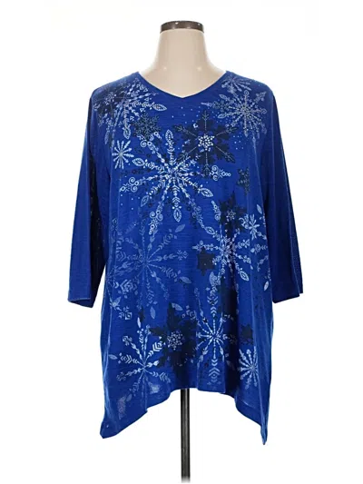 Pre-owned Catherines 3/4 Sleeve Blouse In Blue