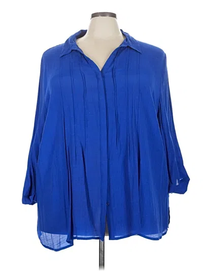 Pre-owned Catherines 3/4 Sleeve Blouse In Blue