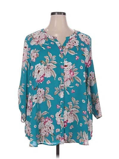 Pre-owned Catherines 3/4 Sleeve Blouse In Blue
