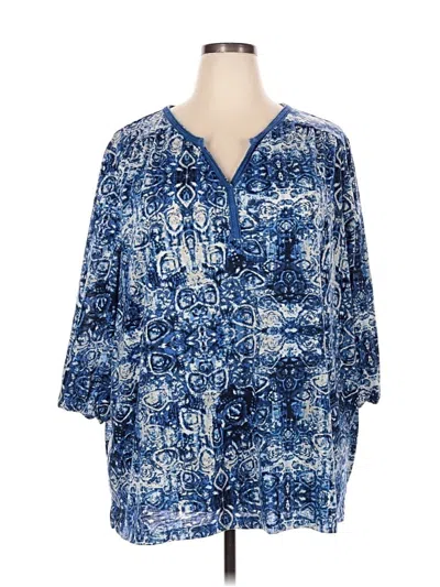 Pre-owned Catherines 3/4 Sleeve Blouse In Blue