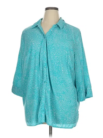 Pre-owned Catherines 3/4 Sleeve Blouse In Blue