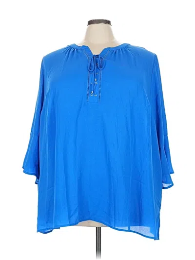 Pre-owned Catherines 3/4 Sleeve Blouse In Blue