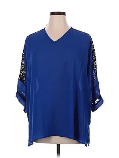 Pre-owned Catherines 3/4 Sleeve Blouse In Blue