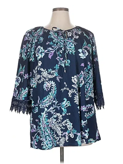 Pre-owned Catherines 3/4 Sleeve Blouse In Blue