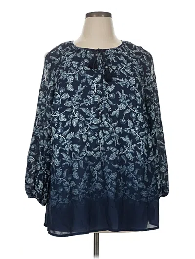 Pre-owned Catherines 3/4 Sleeve Blouse In Blue
