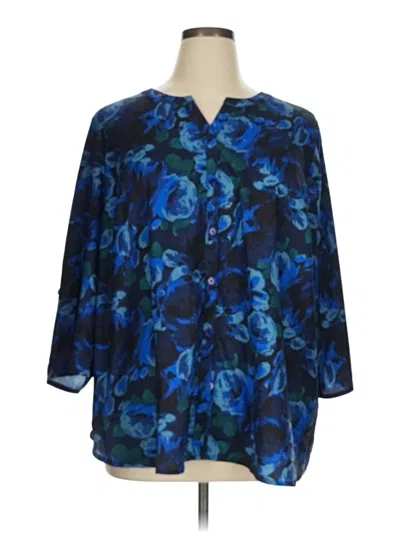 Pre-owned Catherines 3/4 Sleeve Blouse In Blue