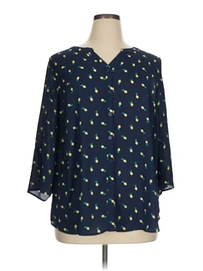 Pre-owned Catherines 3/4 Sleeve Blouse In Blue