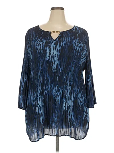 Pre-owned Catherines 3/4 Sleeve Blouse In Blue