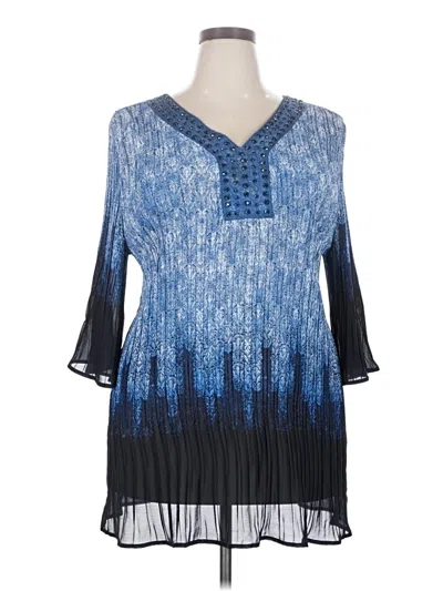Pre-owned Catherines 3/4 Sleeve Blouse In Blue