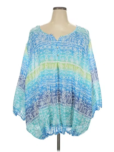 Pre-owned Catherines 3/4 Sleeve Blouse In Blue