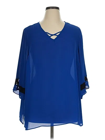 Pre-owned Catherines 3/4 Sleeve Blouse In Blue