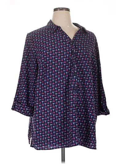 Pre-owned Catherines 3/4 Sleeve Blouse In Blue